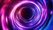 © PikePicture - Concentric glowing neon light lines creating a dynamic abstract tunnel or vortex effect, presenting a visual of digital connection, speed, and modern technology