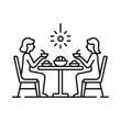 © MUZIHID CREATION - Two people enjoying a meal outdoors under the sunlight line art illustration