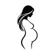 © Tanzina_Rahman - Black silhouette of a pregnant woman with long flowing hair black and white female 1