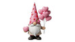 © scrdy - Valentine Gnome Holding Heart Balloons on Transparent Background PNG