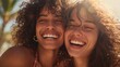 © Johannes - smiling women showing joy and friendship in a vibrant sunny setting their laughter captures the essence of happiness making this a perfect image for promoting positivity and connection