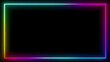 © Strother - Cyberpunk style rectangular neon frame border with a glowing gradient of green, pink, and blue light isolated on a pure black background for futuristic technology and gaming designs.