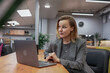 © svetograph - Woman business laptop, professional employee thinking and planning future projects in modern corporate office