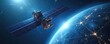 © Vadym - Space satellite orbits glowing Earth, connected by digital network lines. Solar panels power advanced orbital technology, facilitating global data flow and communication.