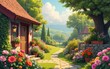 © liang - Summer array, vibrant colors, joyful scenes, cozy setting, inviting. High quality