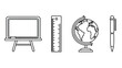 © Saima - Black and white line art icons representing classroom tools for learning