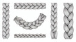 © Dual Studio - Plaits and braids pattern brushes. Knitting, braided ropes vector isolated collection
