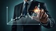 © Shanuara - Business professional interacting with a digital growth chart and data visualization