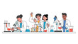 © clive - Group of diverse scientists working together in a laboratory conducting experiments with various