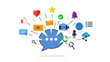 © clive - Digital communication icons representation with various multimedia and social media symbols