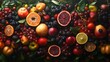 © dewpra - Vibrant arrangement of colorful fruits evokes a sense of freshness and abundance