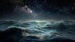 © Elmin - A vast ocean stretches under a sky full of stars, where glowing waves rise like liquid constellations, each crest shimmering with cosmic light.