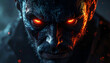 © Anggun - A close-up, intense portrait of a menacing man with glowing red eyes and a dark, gritty appearance.