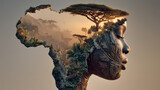African Continent Portrait Fusion