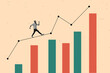 © deagreez - Trend photo banner 3d collage of happy businessman run graph chart development statistics aim achievement progress chance