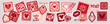© Oleksandra - Love sticker set, Valentine Day postal stamp, hand drawn romantic holiday postmark print, heart sign. February celebration mail letter cartoon patch, scrapbook collage graphic. Square love stickers