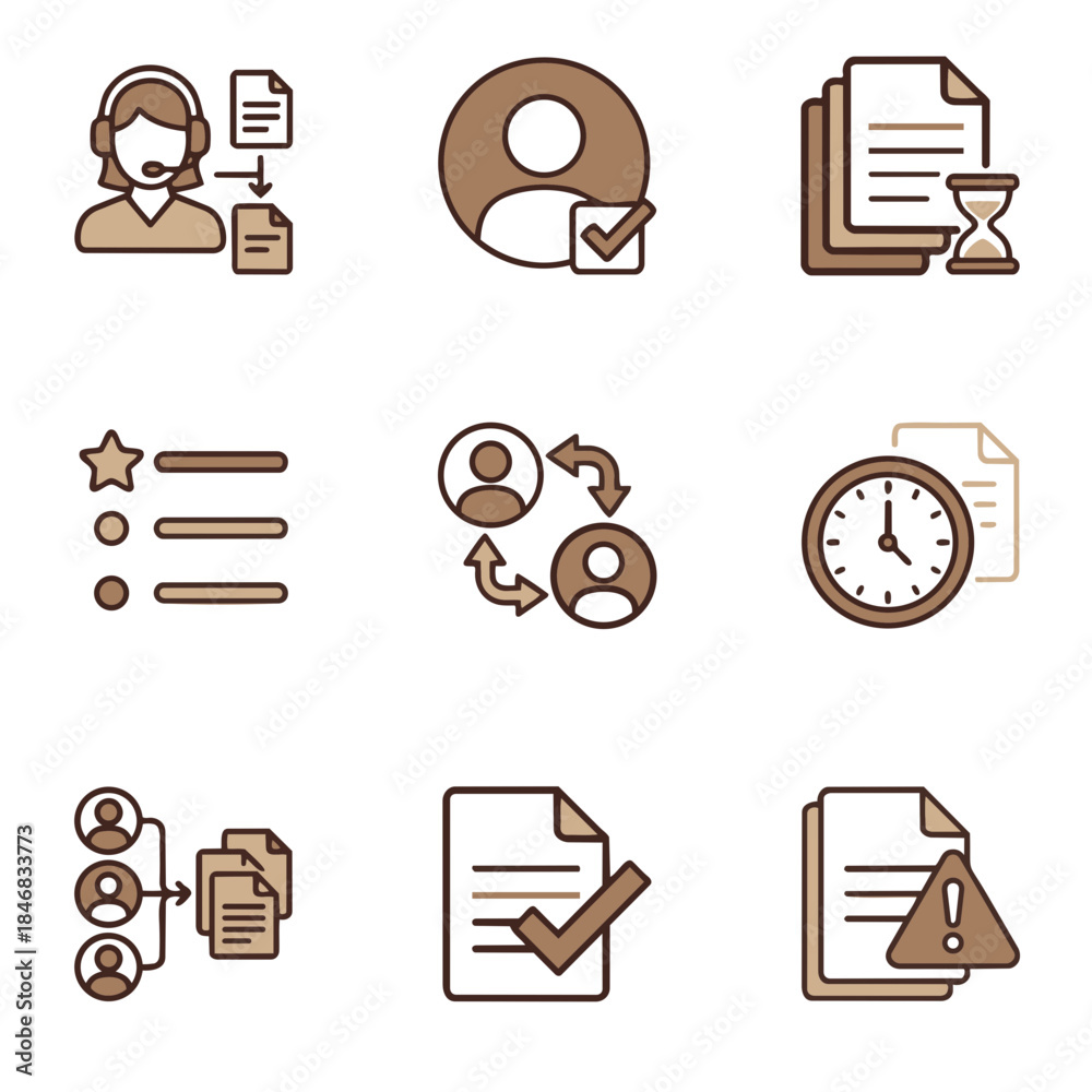 Agentic AI Workflow Task Delegation Icons – Flat Vector Set for ...