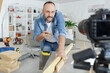 © auremar - diy blogger recording video of woorworking hobby