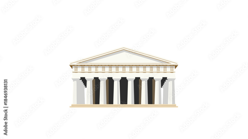 Classical Greek temple with Doric columns stands as a symbol of ancient ...