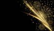 © Monika - New Year's Eve black background with golden fireworks, golden rain, sparks, stars, glowing particles forming a wave shape