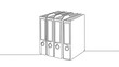 © MstAsma - Continuous line art illustration depicting four document binders for office organization