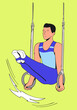 © Julia - A male gymnast is performing an exercise on gymnastic rings. Vector illustration.