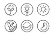 © Александр Михайлюк - Photonic Bloom Icons. Line style round vector icons of Photonic Bloom: light sprout, glowing bud, radiant flow, luminous halo,