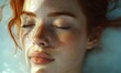 © Vector - Portrait of a young woman with natural makeup and soft ambient light illuminating her face, calm and peaceful atmosphere, elegant modern style,