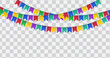 © Serhii Bielik - Colorful festive bunting flags garland set with bright triangular pennants for party, celebration and holiday decoration isolated on transparent background