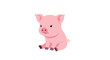 © Nafiza - A sweet and simple cartoon illustration of a cute pink piglet sitting down, with a slightly curious and shy expression on its face.