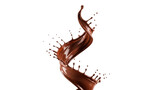 Isolated chocolate swirl, elegant sweet treat, luxurious dessert concept, dark delicious syrup