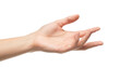 © Maria - Isolated hand of a fair-skinned person reaching, beckoning gesture, palm open and fingers extended