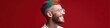 © Andrii Zastrozhnov - Smiling young caucasian male with colorful hair and glasses against red background