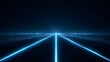© kirania - Abstract Blue Neon Grid Lines Leading to Bright Light.