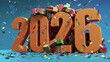 © lotus_studio - Festive 2026 Celebration With Colorful Gift Boxes, Confetti, and Giant 2026 Numerals Ready for New Year Campaign