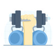 © FAHMI  - Fitness concept with hand holding dumbbell. Vector illustration for gym workout, strength training, exercise routine, and healthy lifestyle design.