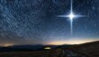 © Donald - starry night sky with a bright north star guiding the way copy space