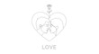 © ELIUNMENT - A minimalist line art illustration of a couple in a heart shape with a rose on top, symbolizing love and romance, perfect for Valentine's Day or wedding themes
