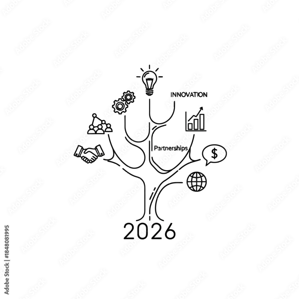 Visionary growth strategy for 2026 represented with a conceptual tree ...