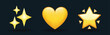 © Turkan Jabbarli - Yellow color heart and golden stars vector emoji illustration set