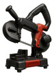 © OMD - Compact metal-cutting band saw with a pivoting head, ideal for DIY garage projects.