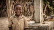 © Niko_Dali - Joyful child stands by clean water source in rural village, showcasing the importance of access to safe drinking water for communities in need