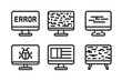 © Andrei - Computer screen icons with various glitch and error graphics
