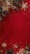 © morepiixel - A festive red background adorned with golden snowflakes and pine branches, perfect for holiday-themed designs and greetings.