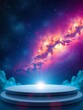 © Naksit - Majestic interstellar podium bathed in starlight, vast cosmos, space,  bright