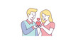 © Bruno Stock - Loving Couple Sharing Heart Symbol, Romantic Illustration