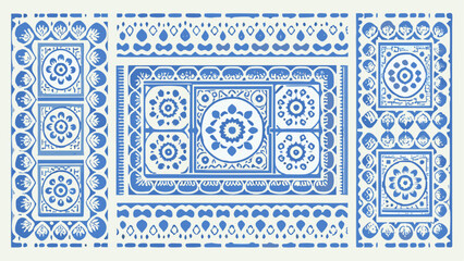 Naklejka na meble Blue and white traditional ornate pattern designs