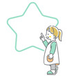 © fumi - こどもと星形のフレーム　かわいくてお洒落な線画イラスト