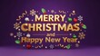© Sajeduil - 3D Christmas and Happy New Year text on purple background