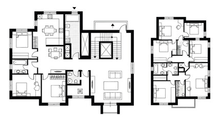 Naklejka na meble Detailed architectural floor plans showing room layouts and building structure